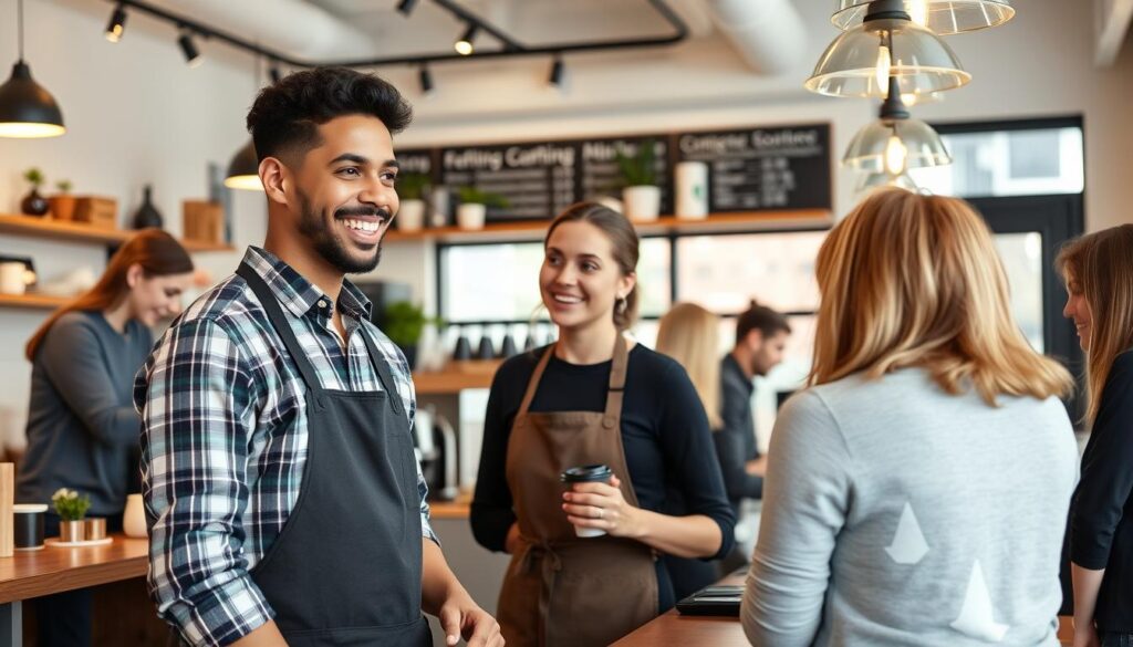 International student working part-time in a Finnish café