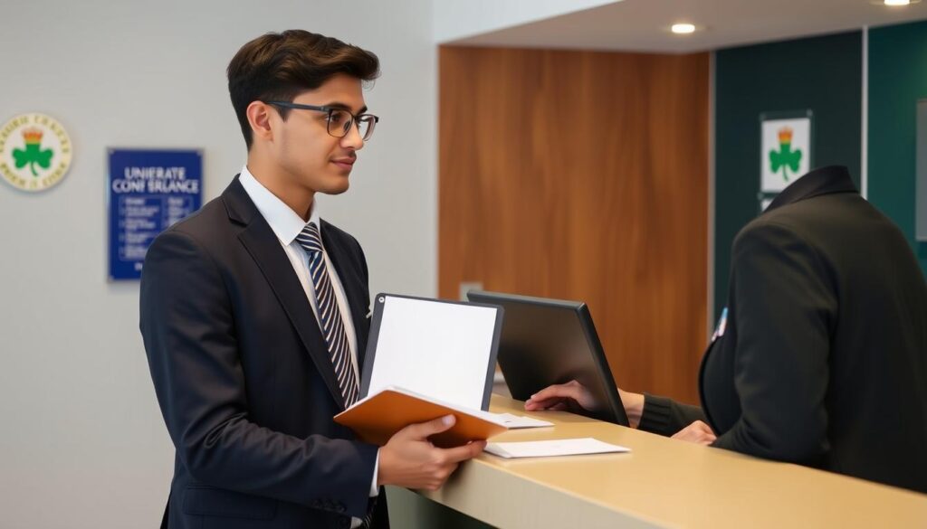Student attending visa interview at Irish embassy - Ireland Study Visa Guide