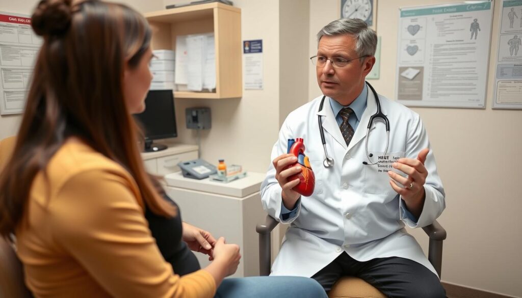 Doctor explaining silent symptoms of heart disease to a patient