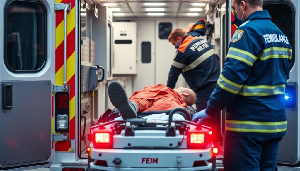 Emergency medical response for heart attack symptoms with paramedics