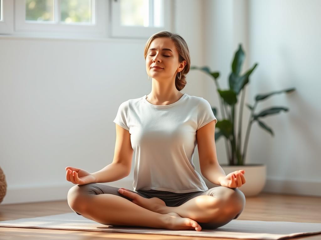 Person practicing meditation to manage stress and help reverse prediabetes naturally