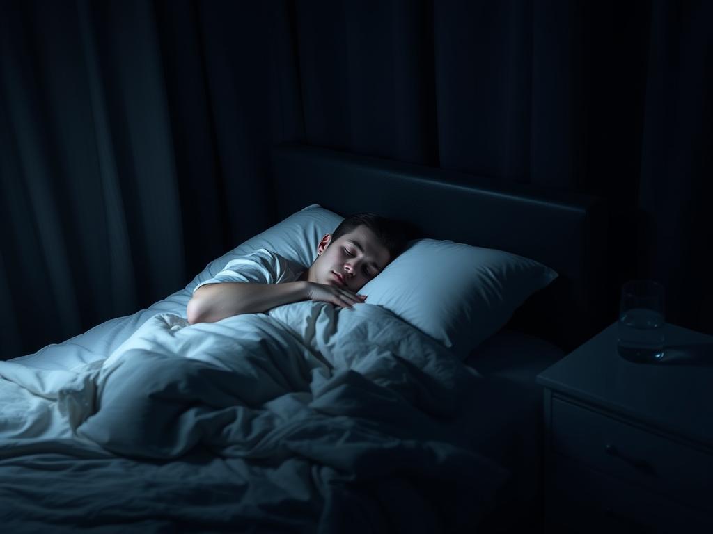 Person sleeping peacefully in a dark room, illustrating the importance of quality sleep in reversing prediabetes naturally