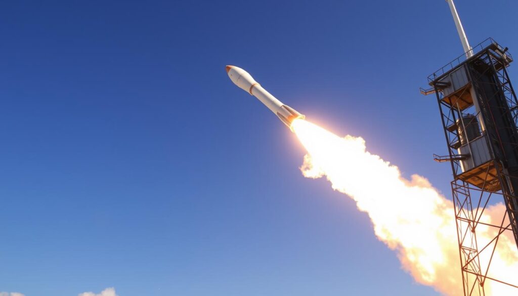 Rocket explosion during test flight, illustrating safety challenges in commercial space flight Rocket explosion during test flight, illustrating safety challenges in commercial space flight