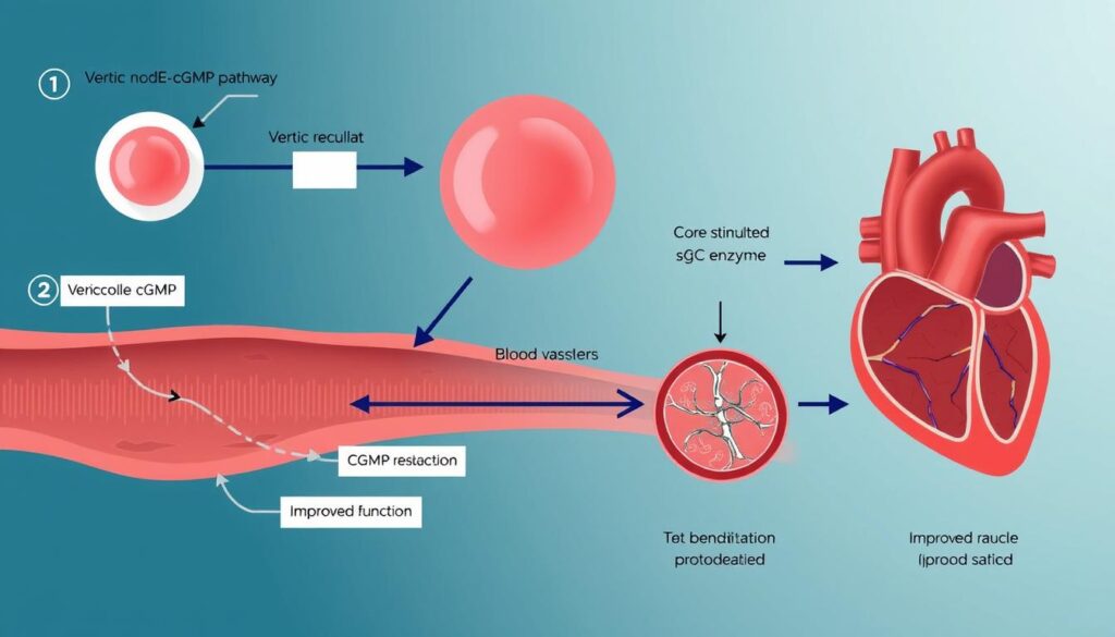 Vericiguat's mechanism of action in improving heart function Vericiguat's mechanism of action in improving heart function