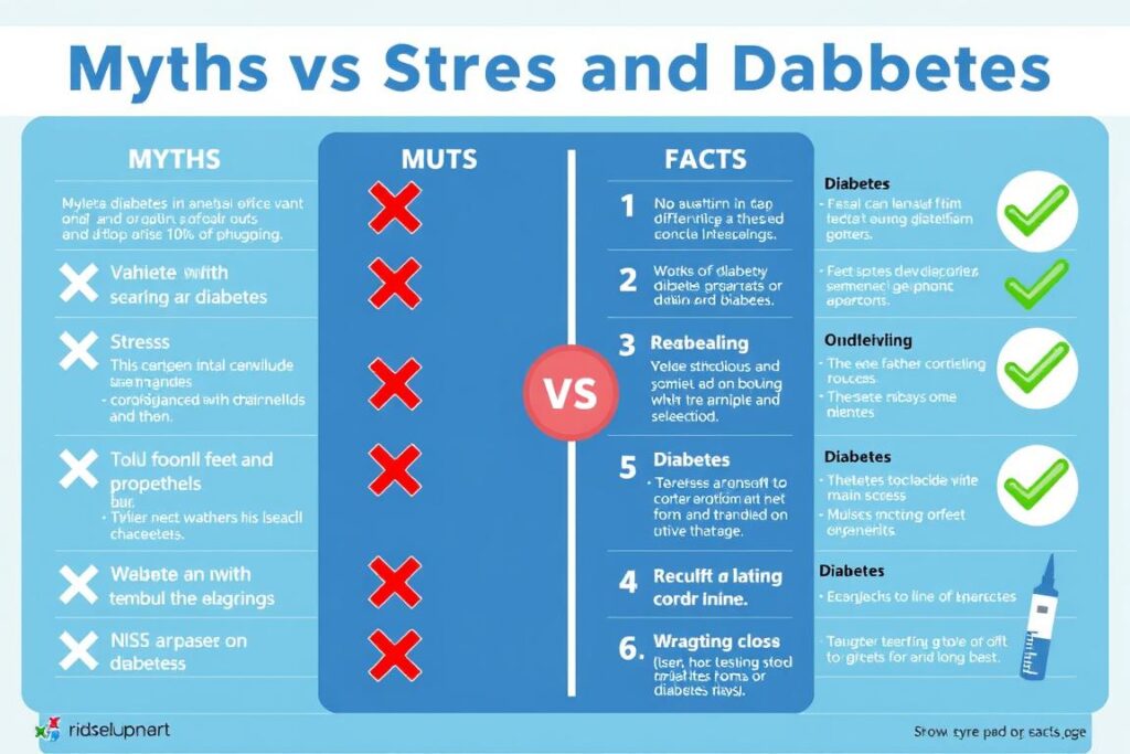 Visual representation of myths vs facts about stress and diabetes